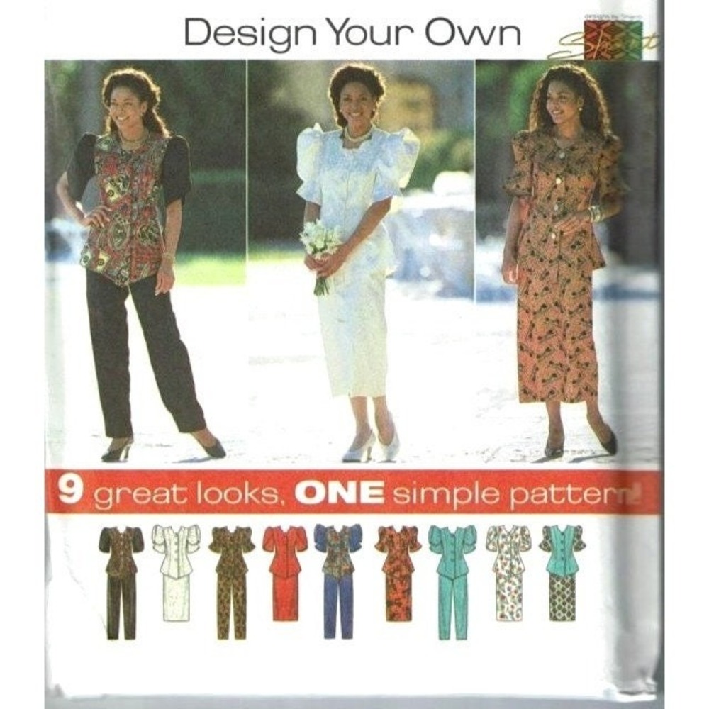 Simplicity 7595 Sewing Pattern Misses Size 8-12 Top Pants Skirt Peplum Uncut